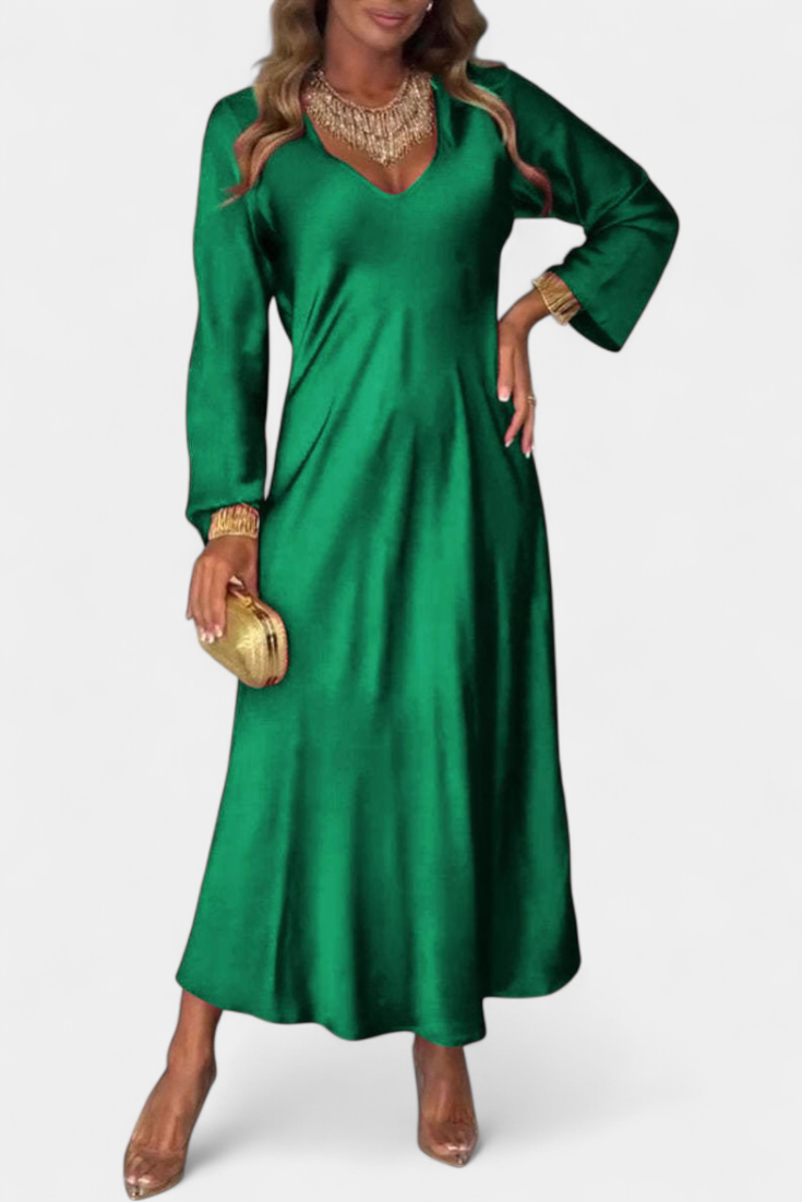 Riva Robe Longue à Décolleté en V et Manches Longues