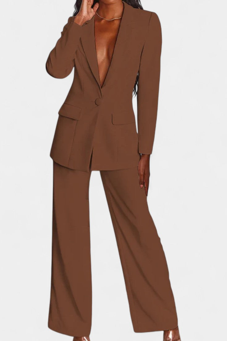 Marnie Ensemble Blazer Structuré et Pantalon Taille Haute