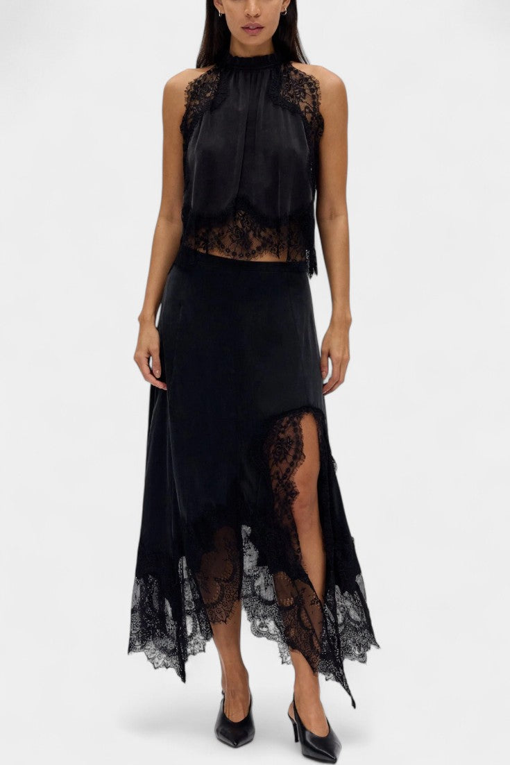 Coralena Ensemble Jupe Midi en Dentelle et Top Coordonné