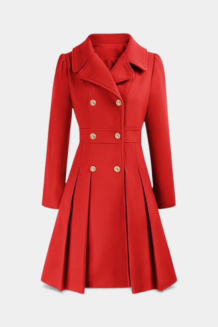 Philia Manteau Pea Coat Évasé à Double Boutonnage