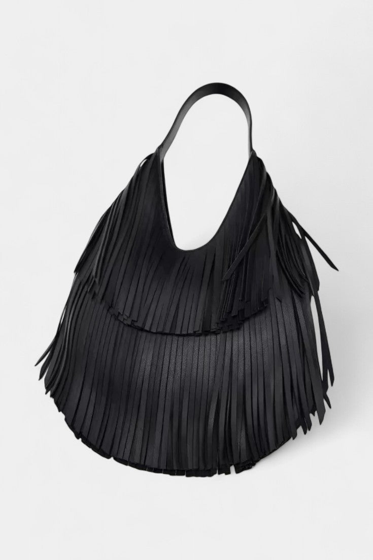 Sac Noir à Longues Franges et Esprit Bohème Chic