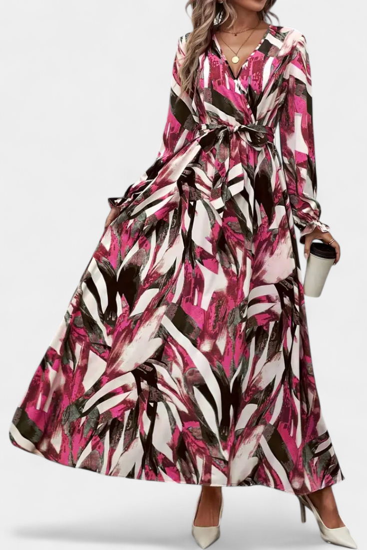 Basel Robe Imprimée à Manches Longues et Décolleté en V