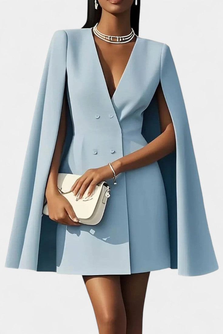 Louison Veste Cape Courte Style Blazer à Double Boutonnage