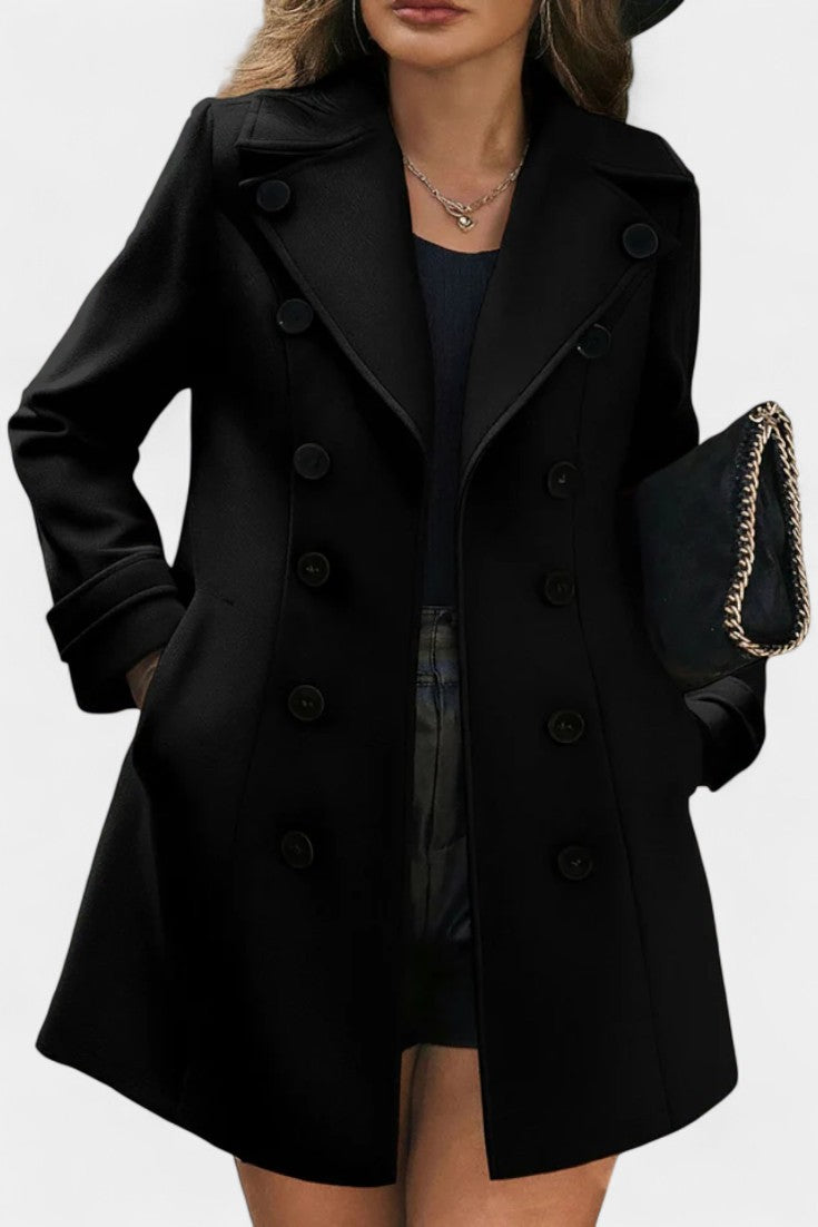 Maïlys Manteau Ouvert à Col à Revers et Boutons Décoratifs