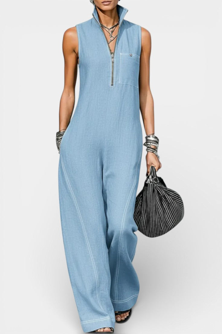 Juanita Combinaison Sans Manches à Coupe Décontractée et Bordure Contrastée