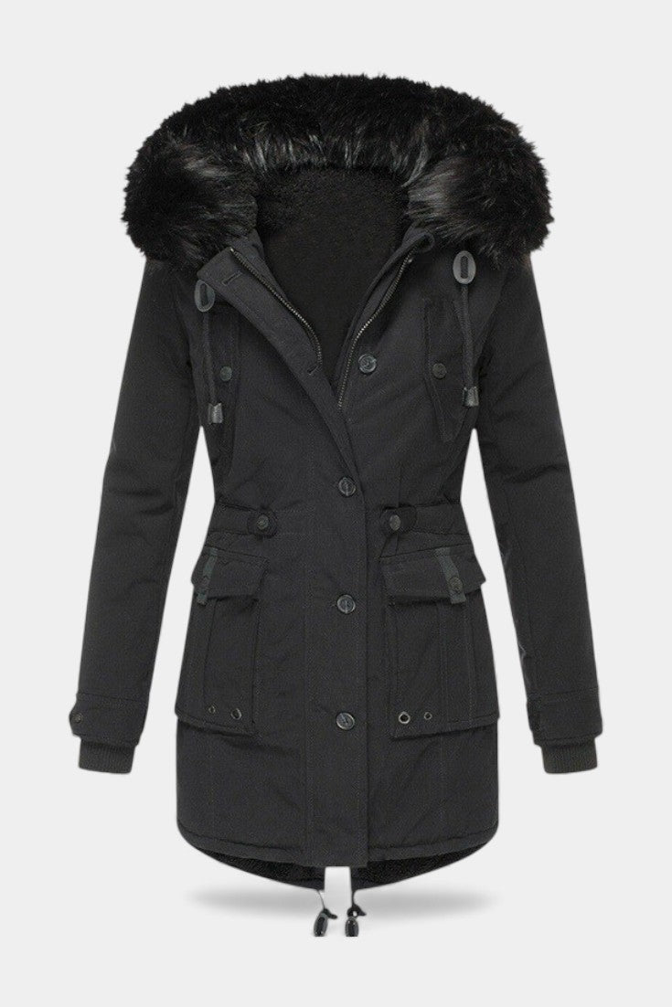 Gwladys Parka Épaissie à Capuche pour Temps Froid