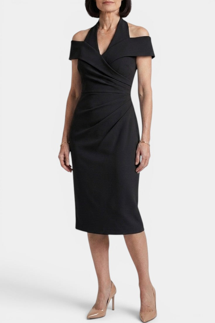 Vivara - Robe Midi Fourreau Halter Décolleté V Drapé Croisé