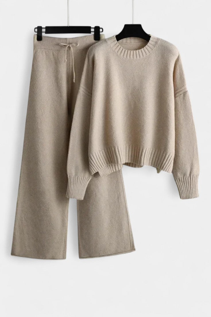 Olga Ensemble Douillet en Maille Deux Pièces à Coupe Décontractée