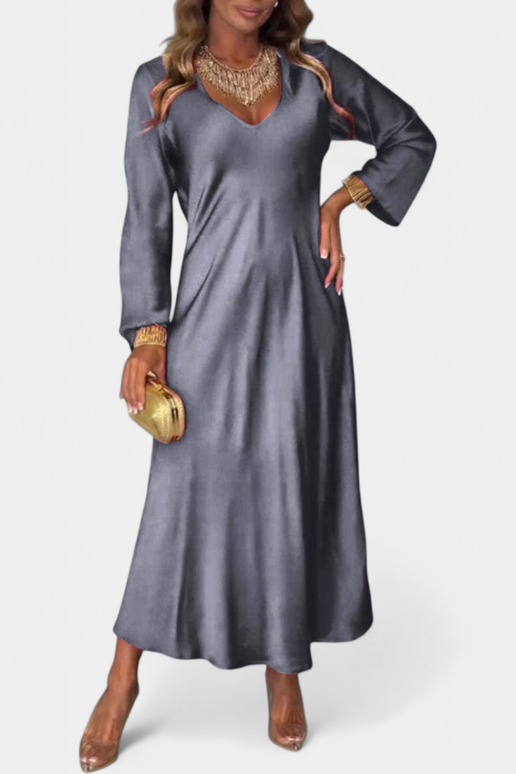 Riva Robe Longue à Décolleté en V et Manches Longues