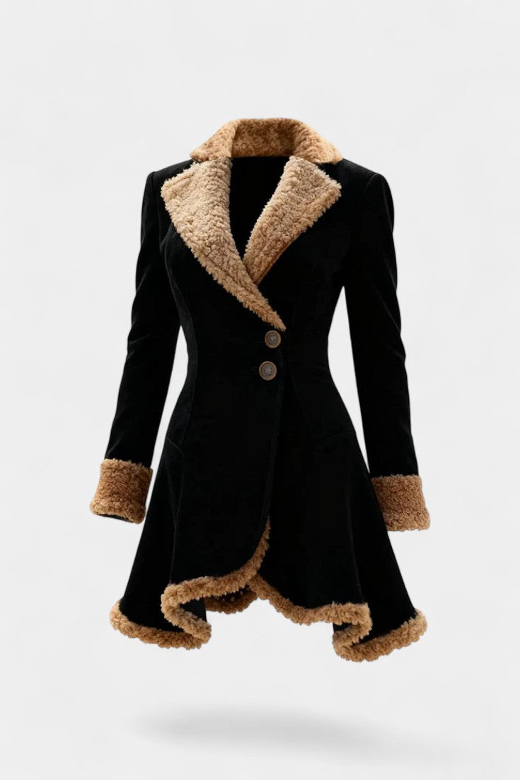 Lucile Manteau à Boutons et Détail en Fausse Fourrure