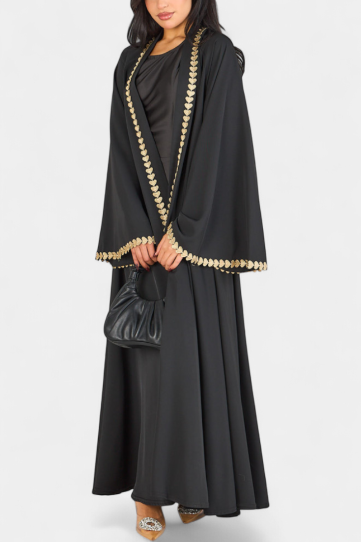 Ginebra Abaya Brodée Dorée à Manches Kimono