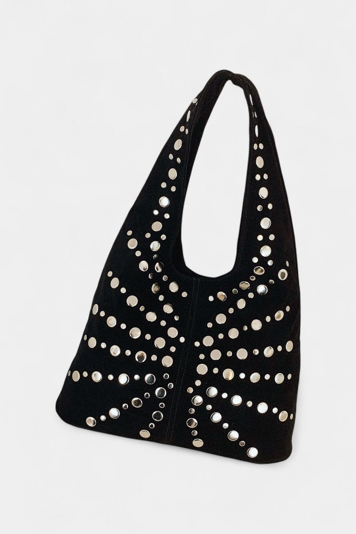 Nerina Sac Shopper à Clous Argentés et Motif Géométrique