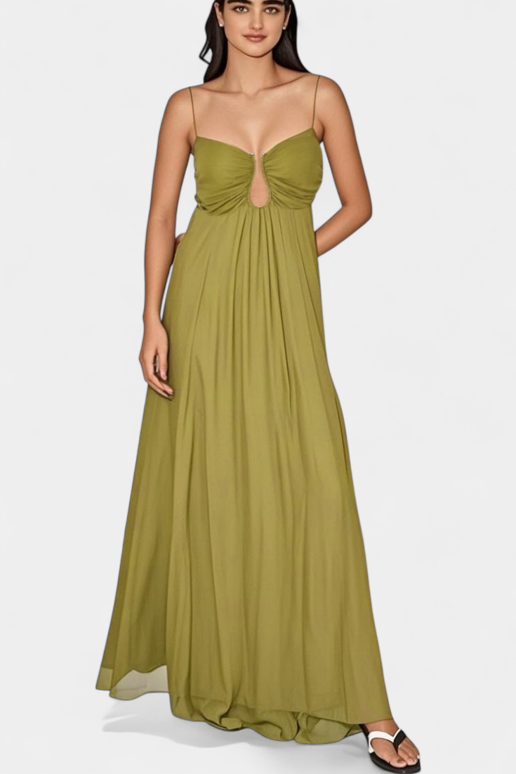 Elettra Robe Longue en Georgette à Décolleté Goutte