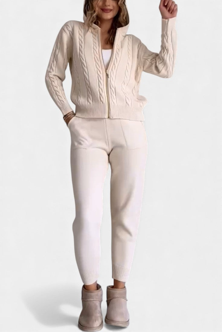 Perdita Ensemble Cardigan & Pull Jacquard Torsadé Casual