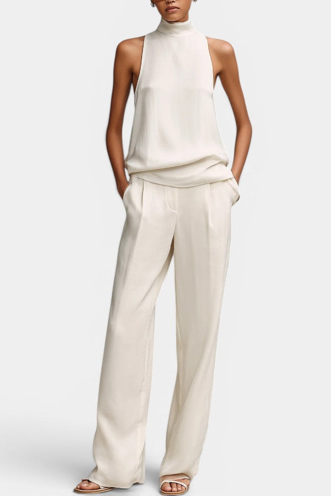 Calypso - Ensemble Top Col Montant Pantalon Droit