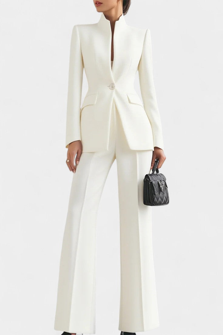 Elisabetta Ensemble Deux Pièces à Col Montant et Pantalon à Jambe Large