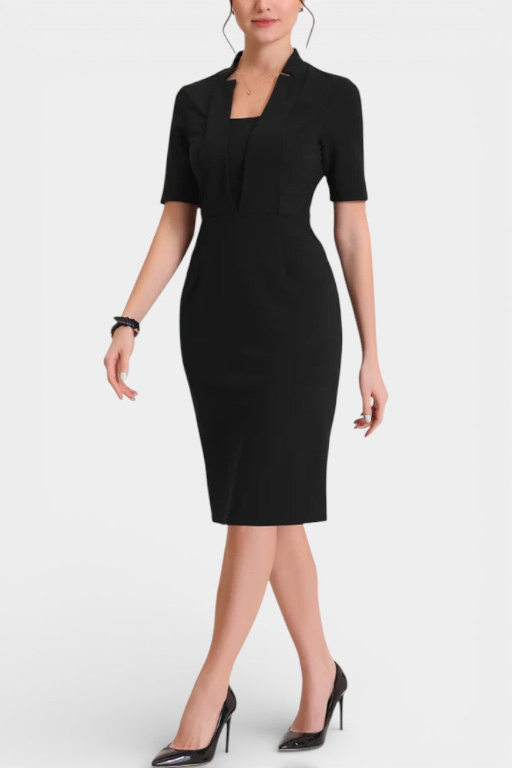 Black sheath dress for work to wedding
