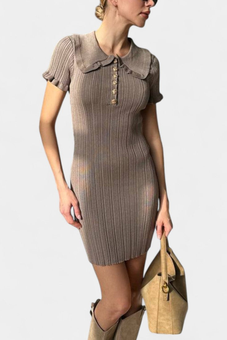 Rowan Robe en Tricot Tressé à Taille Définie et Jupe Évasée