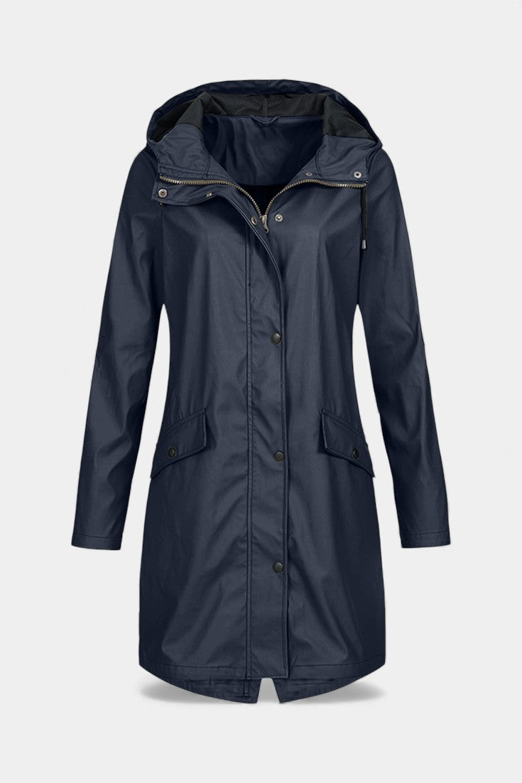 Carmélia Parka Longue Imperméable Beige à Capuche Ajustable