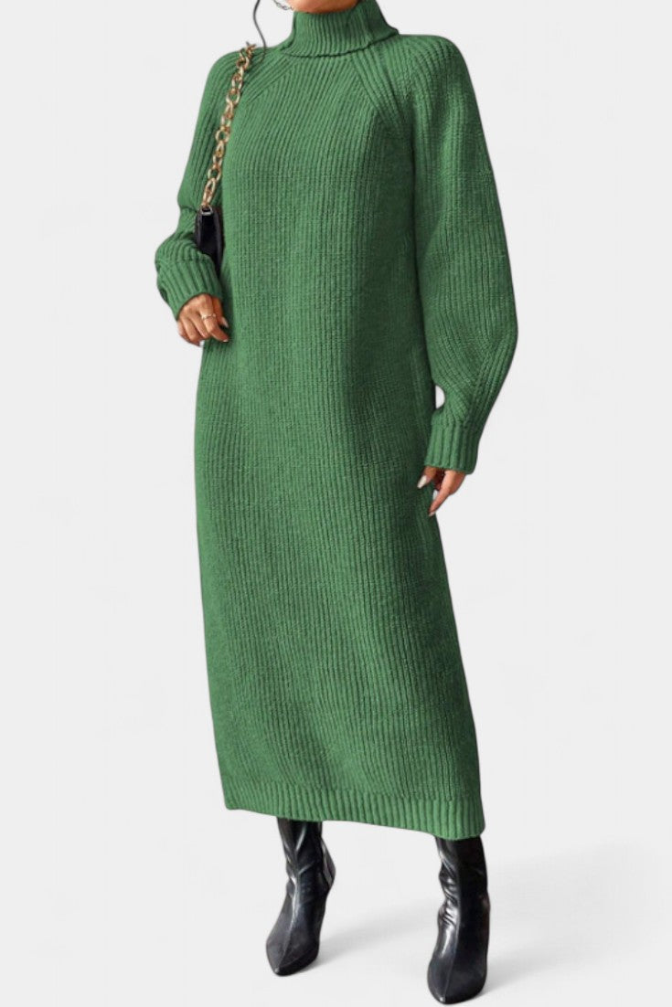 Liliriane Robe Pull Midi Tricotée à Col Roulé