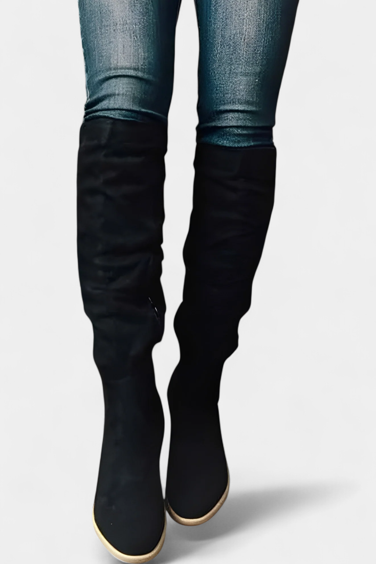 Calliope Bottes Hautes à Talon Épais et Pointe Ronde