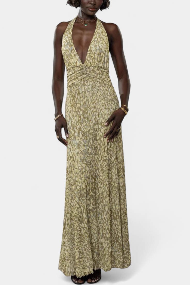 Melodía Robe Maxi à Pois et Décolleté Halter