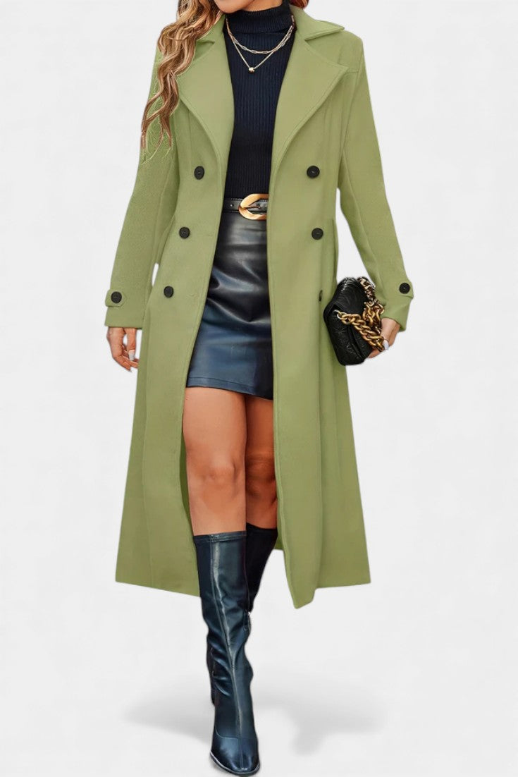 Naïssa Manteau Long Croisé à Revers Notchés