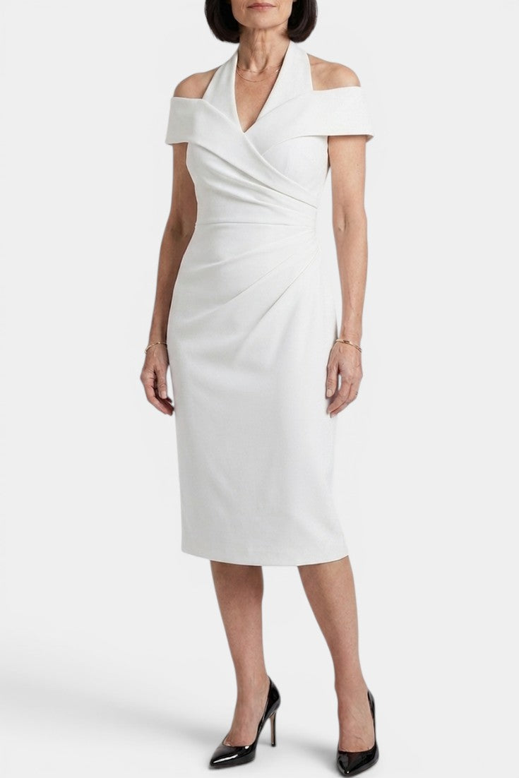 Vivara - Robe Midi Fourreau Halter Décolleté V Drapé Croisé
