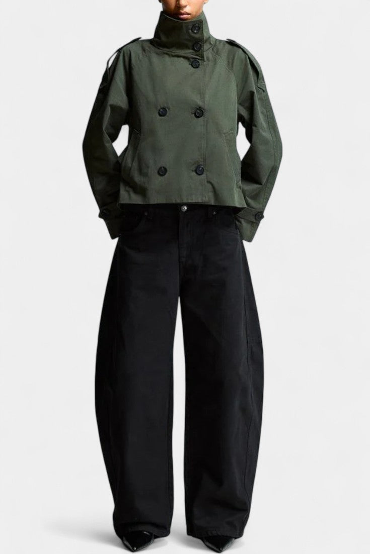 Roux Trench Court à Col Montant et Ceinture Amovible