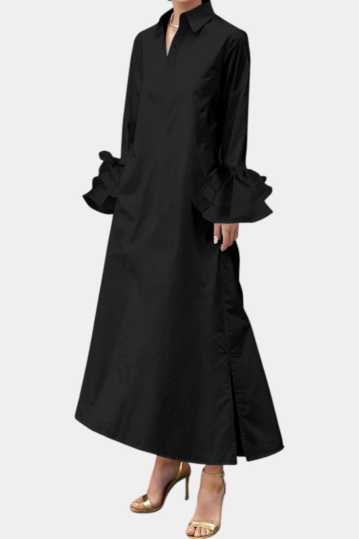 Ramona Robe Chemise Longue à Manches Volantes