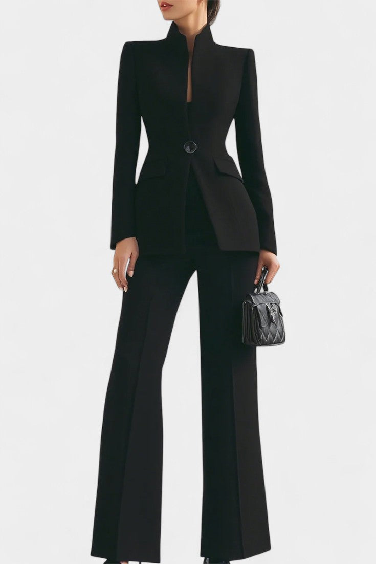 Elisabetta Ensemble Deux Pièces à Col Montant et Pantalon à Jambe Large