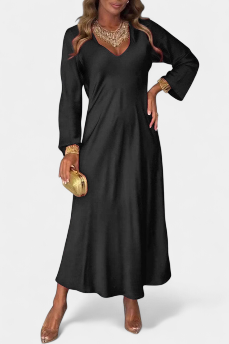 Riva Robe Longue à Décolleté en V et Manches Longues