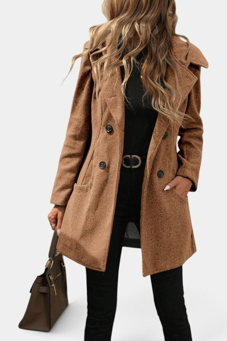 Lada - Manteau Mi-Long à Capuche & Double Boutonnage