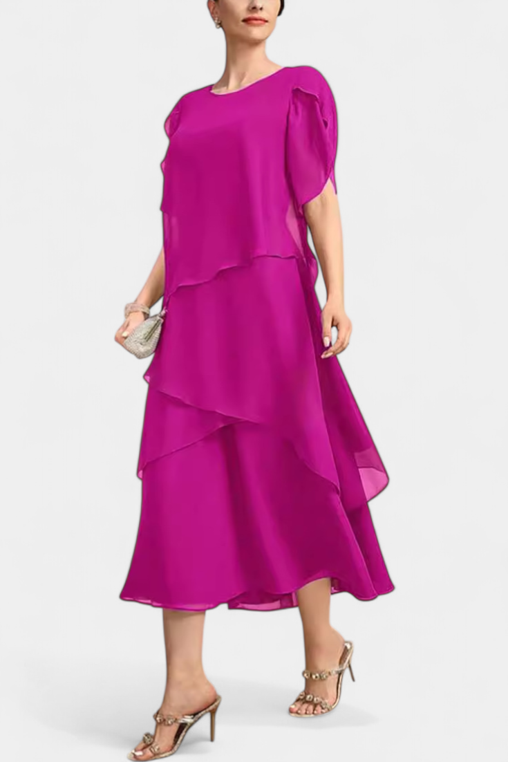 Cornelia Robe Asymétrique en Chiffon à Coupe Ample