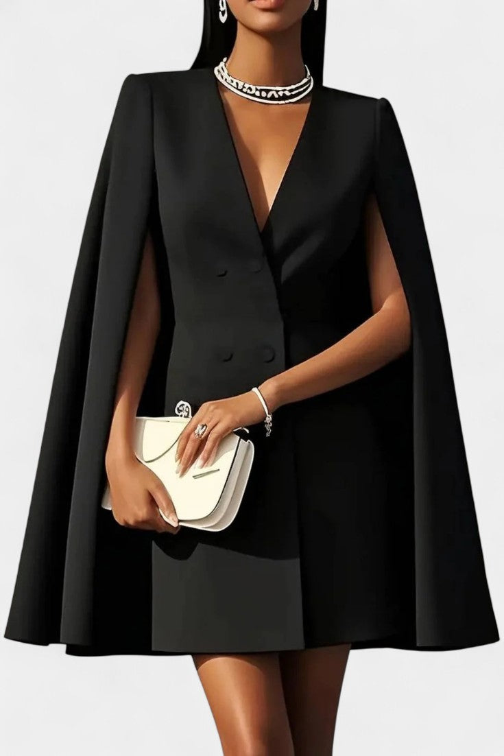 Louison Veste Cape Courte Style Blazer à Double Boutonnage