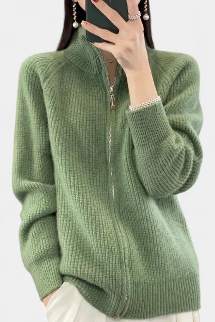 Chelsea Cardigan Zippé en Tricot Structuré