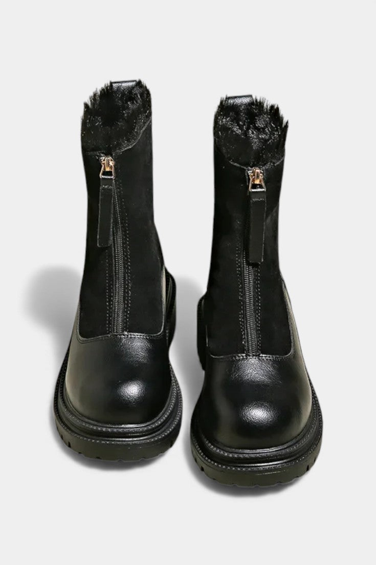 Gertrud Bottines à Semelle à Crampons et Bord en Fourrure