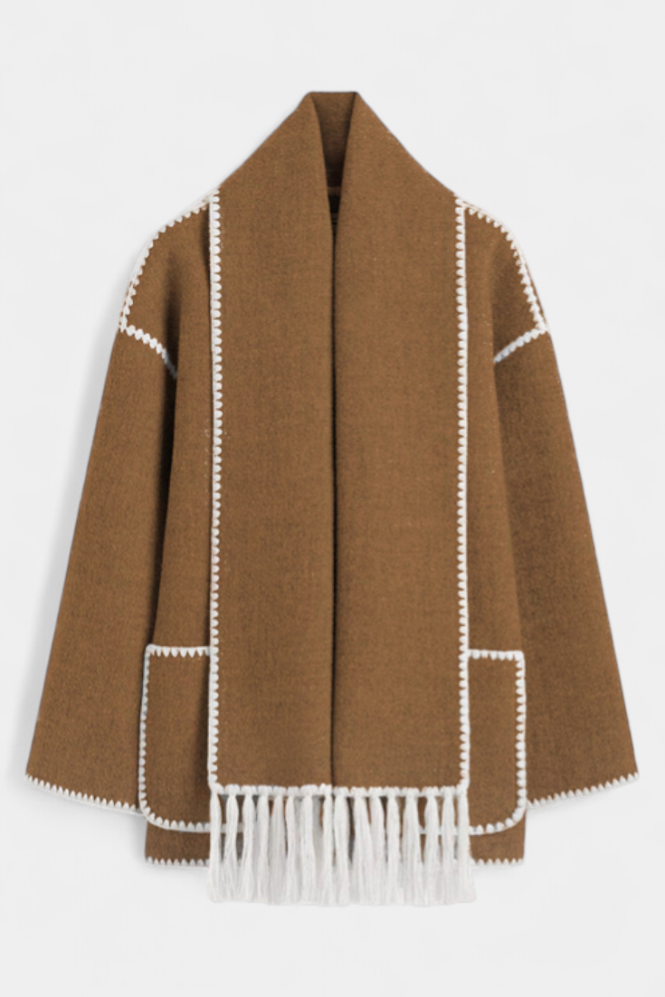 Pauline Manteau à Écharpe Intégrée et Silhouette Fluide