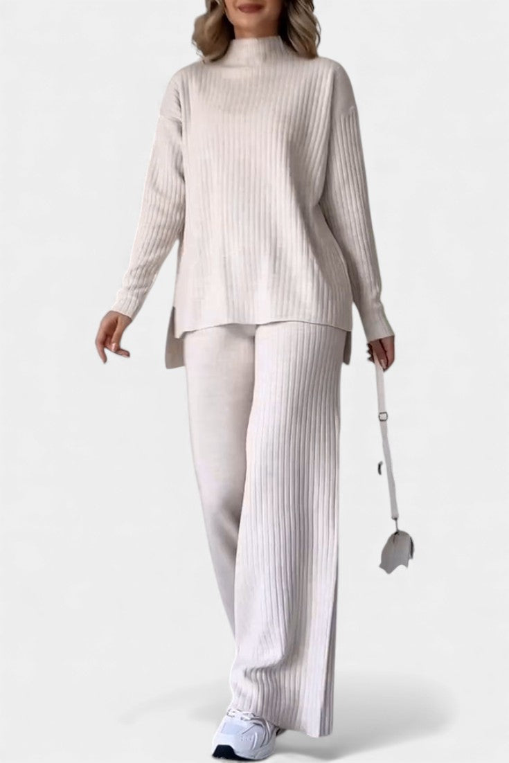 Florisse Ensemble Décontracté Chic en Maille avec Fente