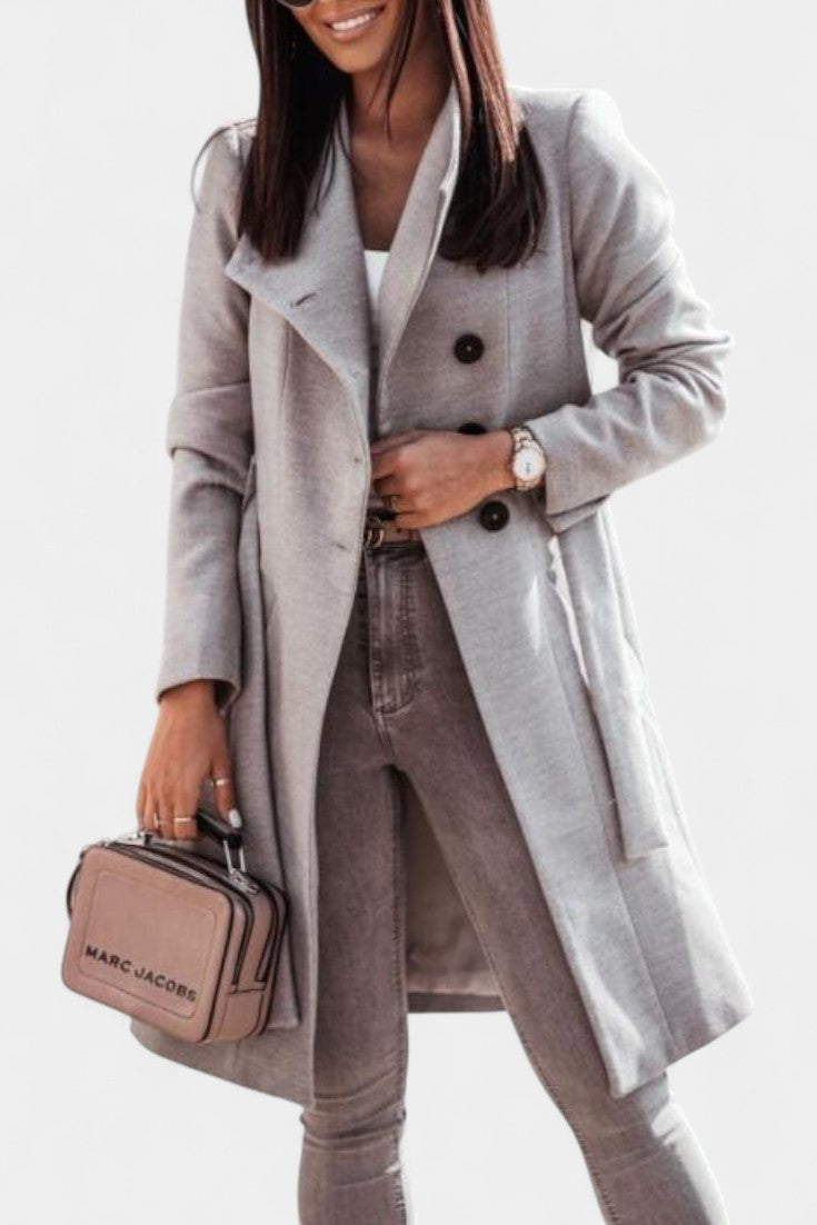 Kaya Manteau Trench Long à Silhouette Droite avec Ceinture