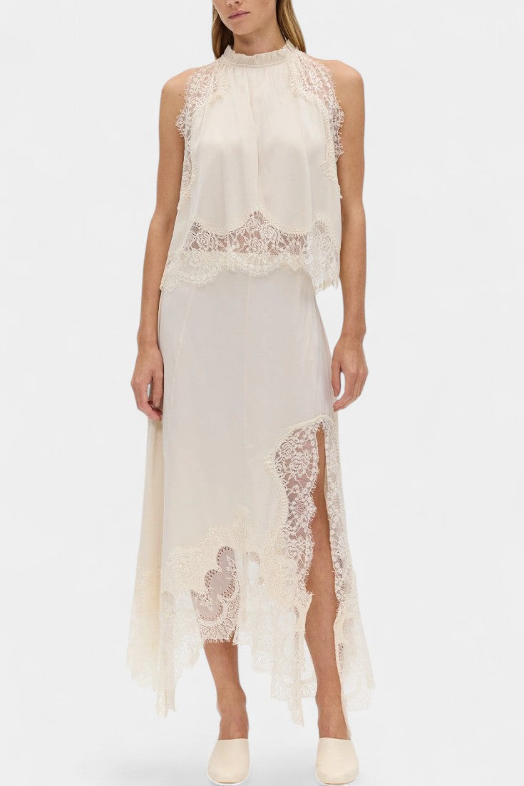 Coralena Ensemble Jupe Midi en Dentelle et Top Coordonné