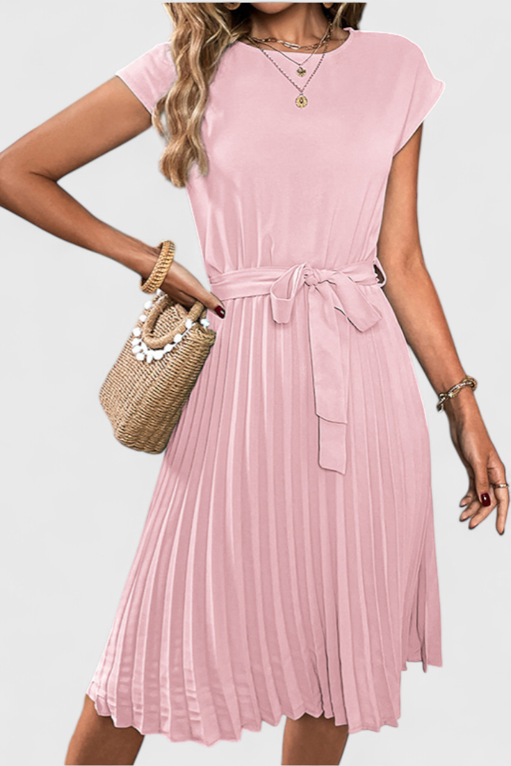 Luxie Robe Midi Fluide à Décolleté Doux et Tissu Respirant