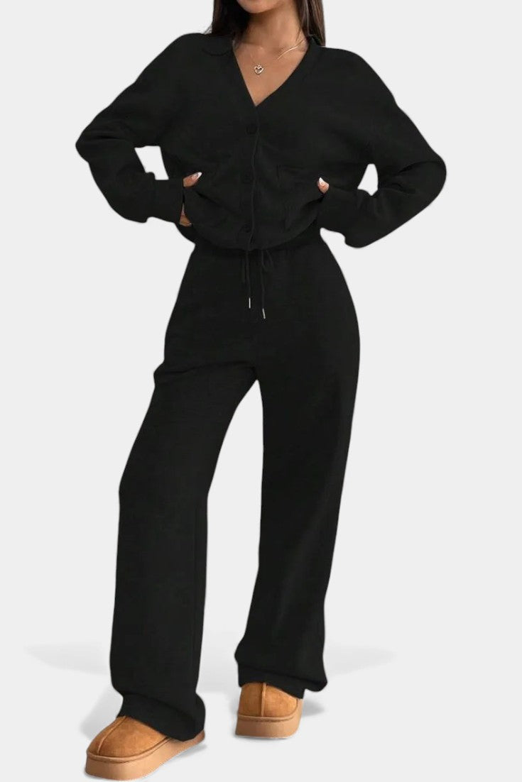 Vellina Ensemble Décontracté Veste Cardigan & Pantalon Large