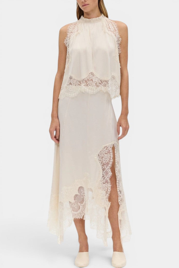 Coralena - Ensemble Jupe Midi Dentelle & Top Coordonné