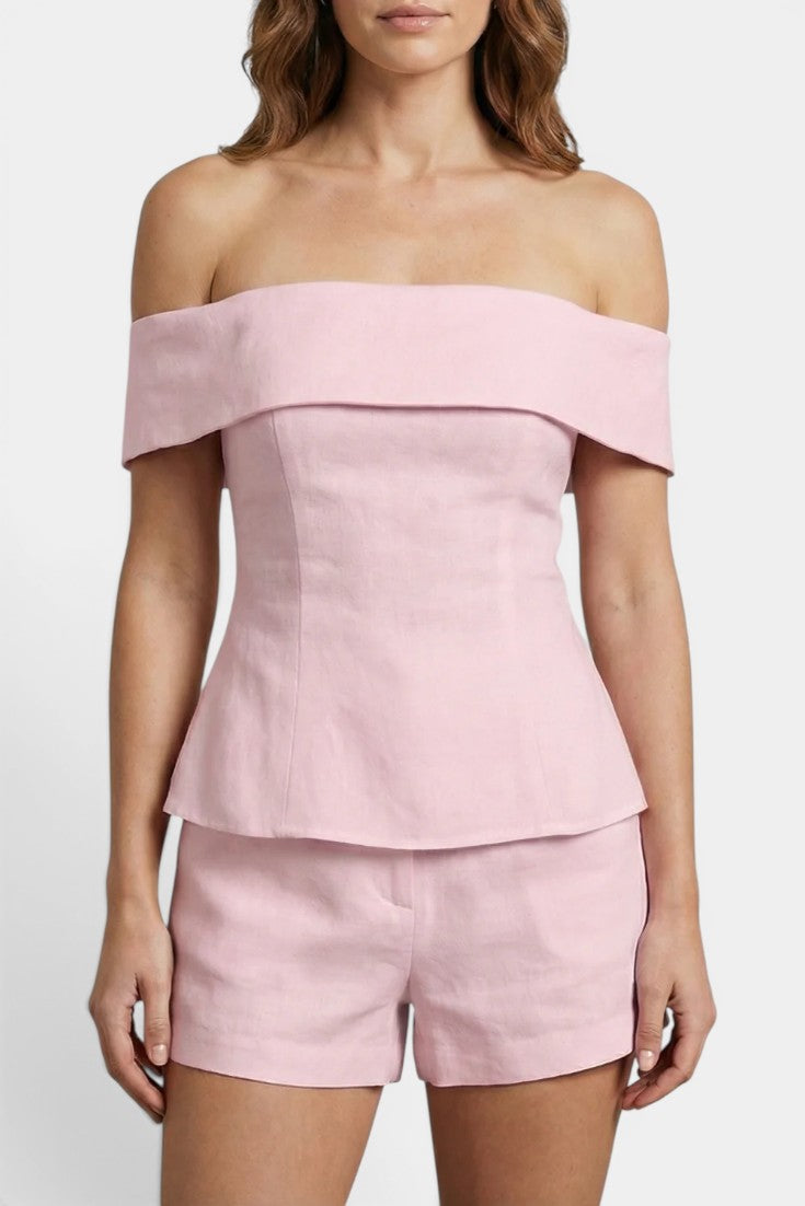 Anaïs - Ensemble Top Épaules Dénudées Short Taille Haute