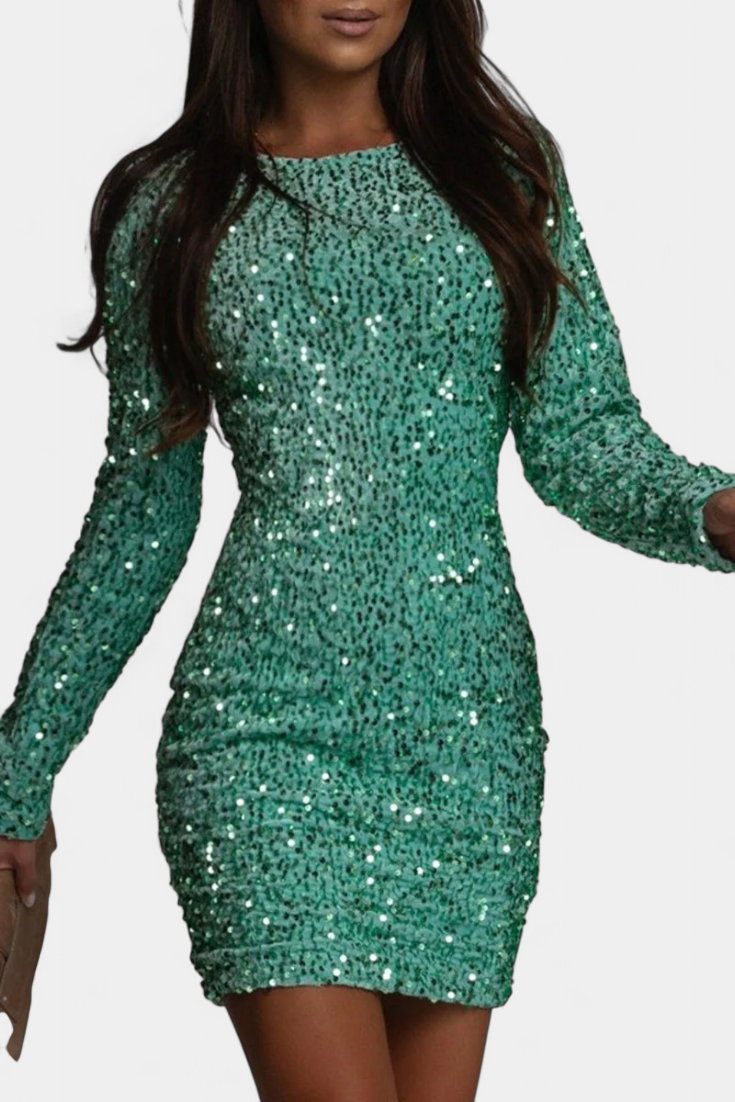 Adèle Robe Longue à Décolleté en V et Dos Nu à Finition Brillante