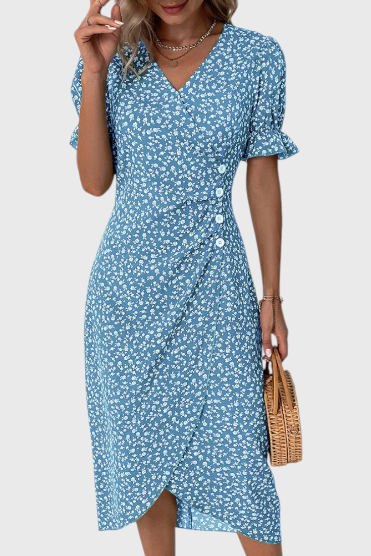 Joana Robe Midi à Imprimé Floral et Décolleté en V