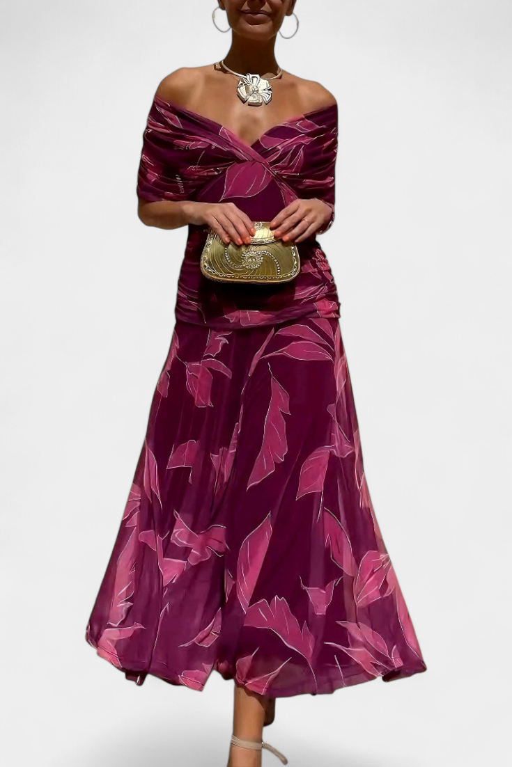 Alondra Robe Longue à Imprimé Floral et Taille Plissée