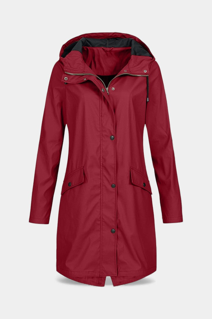 Carmélia Parka Longue Imperméable Beige à Capuche Ajustable