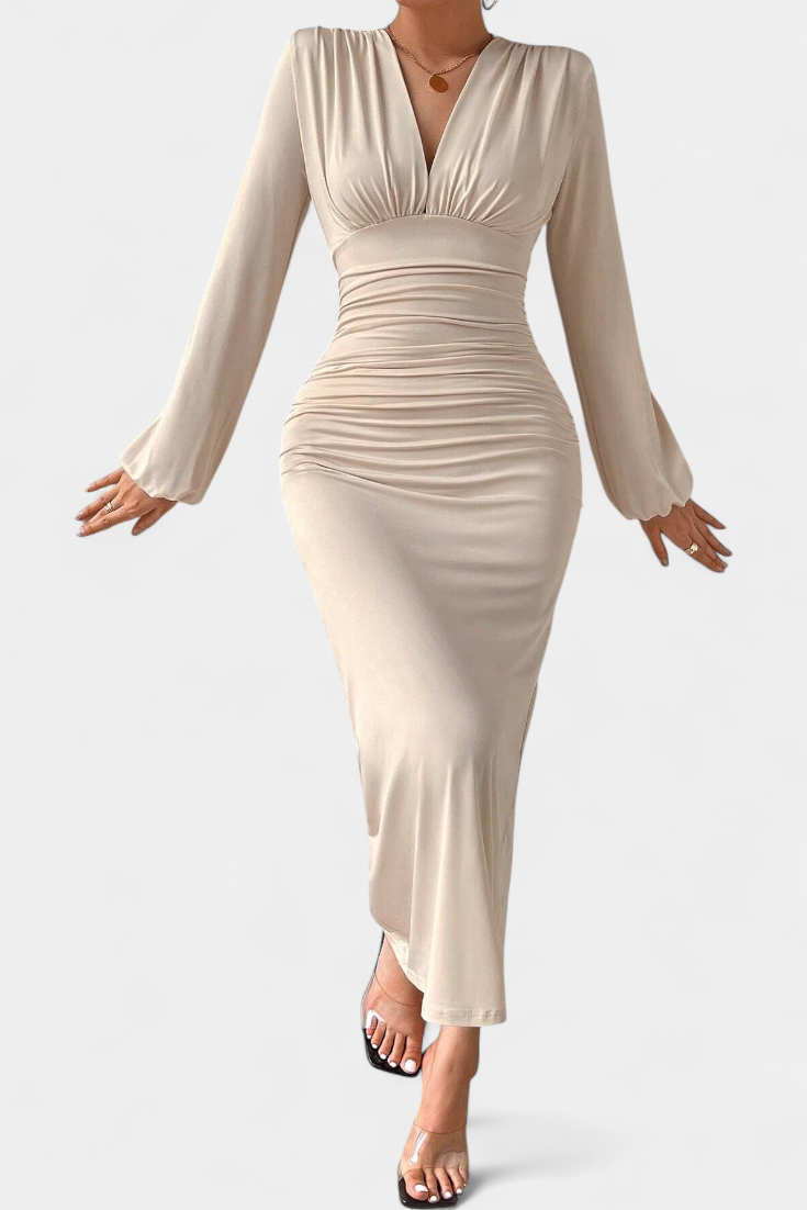 Ashlyn Robe Midi à Imprimé Dégradé et Manches Longues